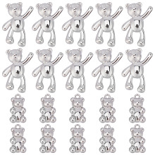 SUNNYCLUE 1 Box 48Pcs 2 Styles Teddy Bear Charms Bear Charm Bulk Cute Animal Charms Hanging Cartoon Silver Metal Charm for jewellery Making Charms DIY Necklace Earrings Bracelets Crafts Women Adults