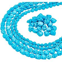 Arricraft about 198 Pcs 3 Sizes Sky Blue Skull Beads, Synthetic Turquoise Skull Head Beads Strands Skull Shape Stone Loose Beads for Jewelry Making