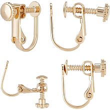 Beebeecraft 1 Box 20Pcs Screw Clip-on Earring Converter 24K Gold Plated Spiral Ear Clips Screw Non-pierced Earring Finding Components for DIY Earring Gift Making