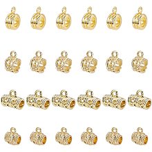 PandaHall Elite 4 Styles Bail Beads, Long-Lasting Plated Connector Hanger Beads 24pcs Bail Tube Beads with Loop Spacer Loose Beads for Charm European Bracelet Pendant Jewelry Making