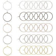 PandaHall Elite 200 pcs 5 Color 20mm Brass Round Hoop Earrings Wire Hoops Wine Glass Charm Rings Beading Hoop for DIY Craft Making Party Favors