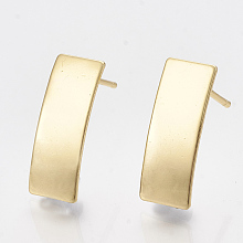 Honeyhandy Brass Stud Earring Findings, with Loop, Rectangle, Real 18K Gold Plated, 16x6.5mm, Hole: 2.5mm, Pin: 0.8mm