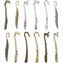 SUNNYCLUE 12Pcs 12 Styles Hook Bookmarks Findings Metal Bookmark Hairpin Stripe Hook Vintage Bookmark Clip for Crafting Jewelry Making Charms Findings Accessories, Mixed Color