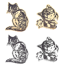 UNICRAFTALE 4pcs 2 Styles Cat Brooch 2 Colors Cat Face Head Brooch Pins Cute Kitty Pet Lapel Pin Stainless Steel Animal Lapel Pin for Backpack Clothes 36-47mm Long