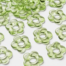 Honeyhandy Transparent Acrylic Bead Frames, Flower, Lime Green, 19x20x3.5mm, Hole: 1.6mm, Inner Diameter: 6.5mm, about 632pcs/500g