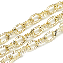 ARRICRAFT Unwelded Aluminum Cable Chains, Double Link Chains, Flat Oval, with Card Paper, Light Gold, 14x8.5x3mm