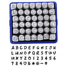 BENECREAT 42 Pack Letter and Number Metal Stamp Set, 1/8" 3mm, Carbon Steel, A-Z & 0-9, Love Symbols, Uppercase Stamps Punch Press Tool for Imprinting Marking on Metal Wood Leather