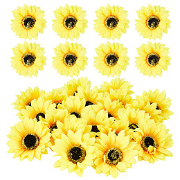 CRASPIRE 4" Fake Sunflowers 20pcs Artificial Sunflower Heads, Faux Silk Sunflower Decoration for Christmas Tree Wedding Party DIY Garden Home Craft Art Decor