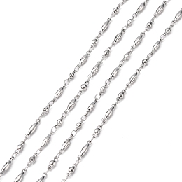 Honeyhandy 304 Stainless Steel Link Chains, Soldered, Decorative Ball Bead Chain, with Oval Connector, Stainless Steel Color, 2.5mm