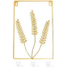 CHGCRAFT Iron Wall Sculptures Metal Wheat Wall Decor Square Wall Ornaments Easy Installation for Bedroom Livingroom Bathroom Hanging Parts Hotel Wall Decoration Gold