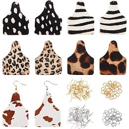 OLYCRAFT 10 Pcs Leather Leopard Earrings Leopard Earring Pendant Bottle Pattern Leather Dangle Earrings with Brass Earring Hooks and Stainless Steel Jump Rings for Earring Necklace Jewelry Making