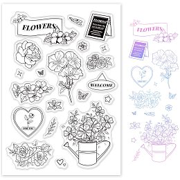 GLOBLELAND Flowers Silicone Clear Stamps Rose Magnolia Flower Lily Transparent Stamps for Birthday Valentine's Day Cards Making DIY Scrapbooking Photo Album Decoration Paper Craft