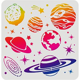 FINGERINSPIRE Planets Galaxy Drawing Painting Stencils Templates (11.8x11.8inch) Plastic Planetary Stencils Decoration Square Star Stencils for Painting on Wood, Floor, Wall and Fabric