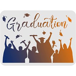 FINGERINSPIRE Happy Graduation Stencil Template 11.6x8.3 Inch Reusable Graduation Hat Stencil DIY Craft and Painting Wall Stencils for Canvas Wood Wall Graduation Party Decor DIY Crafts