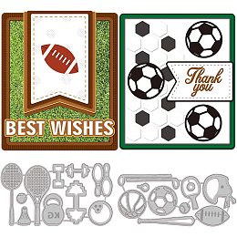 GLOBLELAND Sports Theme Cutting Dies Badminton Soccer Embossing Stencil Template Rugby Carbon Steel Die Cutting Template Metal Die Cuts for Card Making Scrapbooking Decoration