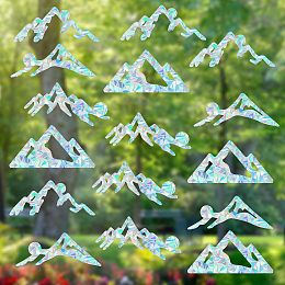 GORGECRAFT 16 Sheet 4 Styles Mountain Window Clings Rainbow Windows Decals Anti-Collision Static Glass Decal Sun Catcher Alert Stickers Reusable Non Adhesive Prismatic Film for Bird Strikes Decor