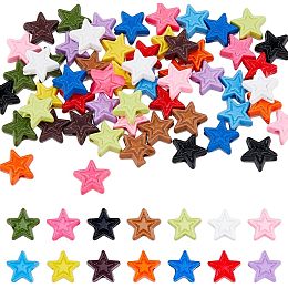 SUPERFINDINGS 56Pcs 14 Colors Spray Painted Beads Alloy Star Beads Mixed Color Star Loose Spacer Beads for Earring Bracelet DIY Jewelry Making, Hole: 1.2mm