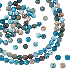 Nbeads Round Natural Apatite Beads Strands, Grade AB, 6mm, Hole: 1mm, about 64pcs/strand, 15.71''(39.9cm), 1 strand/box