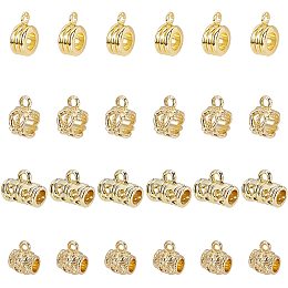 PandaHall Elite 4 Styles Bail Beads, Long-Lasting Plated Connector Hanger Beads 24pcs Bail Tube Beads with Loop Spacer Loose Beads for Charm European Bracelet Pendant Jewelry Making