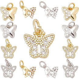 SUNNYCLUE 1 Box 12Pcs 3 Style Butterfly Enamel Charms Butterfly Rhinestone Brass Micro Pave Clear Cubic Zirconia Charms Pendant for DIY Earrings Necklace Bracelet Making Accessories, Silver & Gold