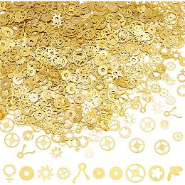 OLYCRAFT 300~400Pcs 10 Styles Brass Gears Resin Fillers Golden Small Gears Charms Antique Steampunk Gears Charms Alloy Mixed Gears Pendants for Resin Crafting Jewelry Making and Decorations