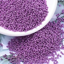 MIYUKI Round Rocailles Beads, Japanese Seed Beads, 11/0, (RR1083) Galvanized Fuschia, 11/0, 2x1.3mm, Hole: 0.8mm, about 5500pcs/50g