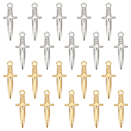 DICOSMETIC 20Pcs 2 Sizes 2 Colors Stainless Steel Dagger Pendants Golden Charms Pendants Jewelry Making Accessories for DIY Bracelet Neclace Earring Crafts Making