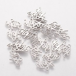 Honeyhandy 201 Stainless Steel Charms, Inspirational Message Charms, Word Hope, Stainless Steel Color, 9x14x1mm, Hole: 1.5mm