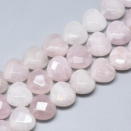 Arricraft Natural Rose Quartz Beads Strands, Faceted, Heart, 14.5~15x15~15.5x7~8mm, Hole: 1.2mm, about 14pcs/strand, 7.6 inches