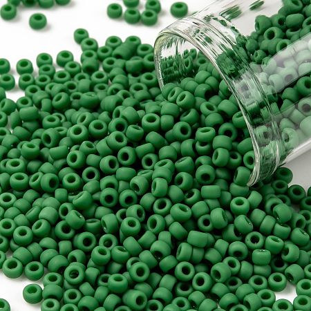 TOHO Round Seed Beads, Japanese Seed Beads, (47DF) Opaque Frost Shamrock, 8/0, 3mm, Hole: 1mm, about 222pcs/10g