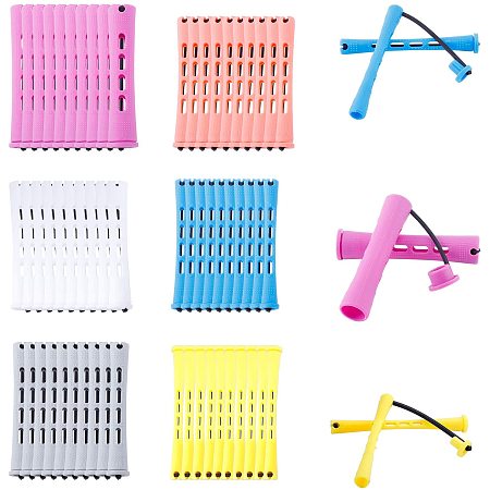 Gorgecraft PP Plastic Hair Rollers, Hair Styling Accessories, Mixed Color, 81.5~83.5x11.5~15.5x8.5~15.5mm; 6sets/bag