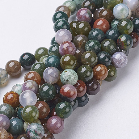 Arricraft Gemstone Beads Strands, Natural Indian Agate, Round, about 8mm in diameter, hole: about 1mm, about 46pcs/strand, 15~16 inches