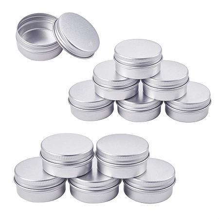 BENECREAT 24 Pack 0.67 OZ Tin Cans Screw Top Round Aluminum Cans Screw Lid Containers - Great for Store Spices, Candies, Tea or Gift Giving (Platinum)
