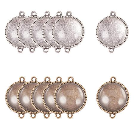 PandaHall Elite 24pcs Round Bezel Pendant Trays Double Holes 20mm Cabochon Settings Trays Pendant Blanks with 24pcs Glass Cabochon Cameo Tiles for Crafting DIY Jewelry Making