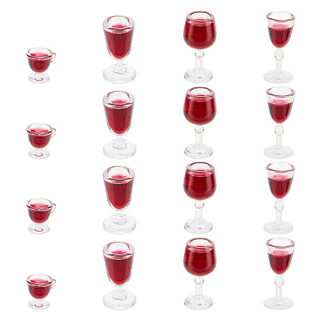 OLYCRAFT Miniature Plastic Red Wine Glass, for Dollhouse Accessories Pretending Prop Decorations, FireBrick, 9.5~20.5x8~10mm, 4pcs/set