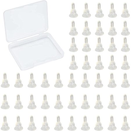 SUNNYCLUE 1 Box 100Pcs Silicone Earring Backs Transparent Push-Back Studs Stoppers Clear Full-Cover Ear Nuts Soft Safety Dust-Proof for Women Styling Fish Hook Earring Findings
