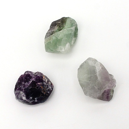 Honeyhandy Rough Raw Natural Fluorite Beads, No Hole, Nuggets, 39~48x32~35x26~28mm, about 200g