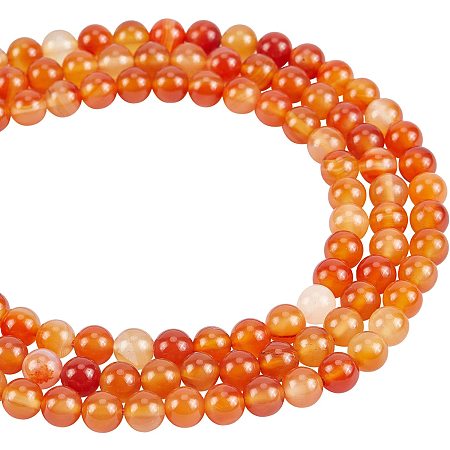 NBEADS About 135 Pcs Natural Stone Beads 8mm, Grade A Natural Carnelian Round Beads Spacer Gemstone Loose Beads with 1mm Hole for Necklace Bracelet Jewelry Making