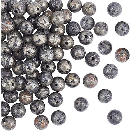 OLYCRAFT 75pcs 3 Strands Natural Pyrite Beads Round Gemstone Loose Beads Energy Stone for Necklaces Bracelets Jewelry Making DIY Crafts - 8mm