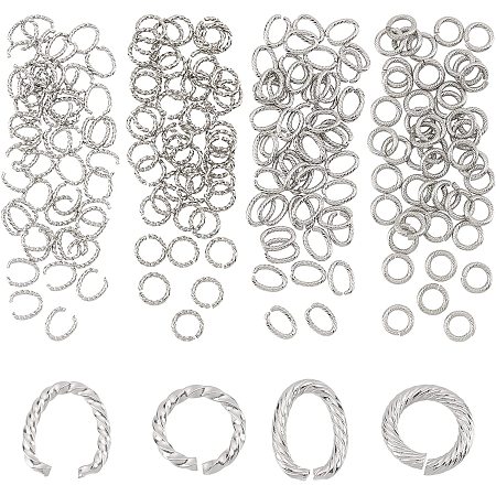 DICOSMETIC 200Pcs 4 Styles Stainless Steel Open Jump Rings Twisted Small Round Ring Connectors 8mm 9mm Metal Jump Rings for Choker Necklaces Bracelet DIY Jewelry Making Findings