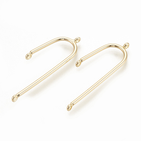 Honeyhandy Brass Chandelier Component Links, 3 Loop Connectors, Nickel Free, Real 18K Gold Plated, 40x14x1.5mm, Hole: 1mm