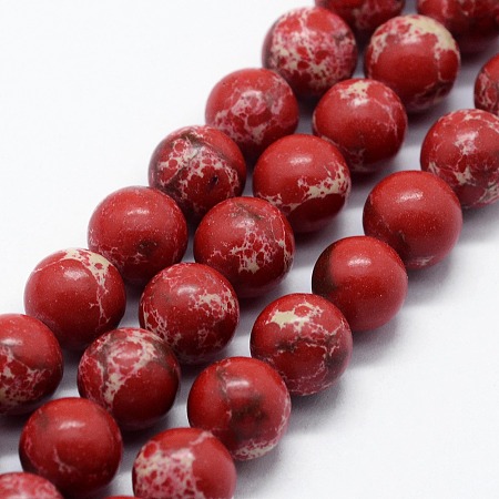 Arricraft Synthetic Imperial Jasper Beads Strands, Dyed, Round, Red, 6mm, Hole: 0.8mm, about 63pcs/strand, 14.76 inches(37.5cm)
