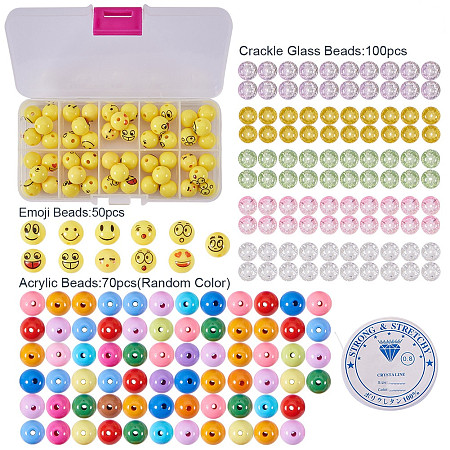 SUNNYCLUE 1 Set 221pcs Emoji Smile Emoticons Bead Bracelet Craft Kit - DIY Makes 7 Emoji Bracelets