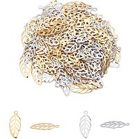 UNICRAFTALE 120pcs Hollow Leaf Charms Stainless Steel Pendants Metal Necklace Charms Golden & Stainless Steel Color Pendants for DIY Jewelry Making 13mm