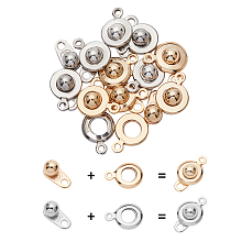 Unicraftale 304 Stainless Steel Snap Clasps, Golden & Stainless Steel Color, 15~15.5x9~10x5mm, Hole: 1.5~1.8mm, 2 colors, 6sets/color, 12set/box