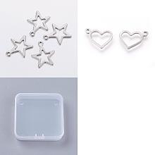 Unicraftale 200Pcs 2 Style 304 Stainless Steel Pendants, Mixed Shape, Stainless Steel Color, 10~14.5x12~14x0.8mm, Hole: 1.2~1.4mm, 100pcs/style