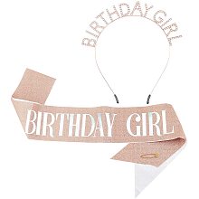 AHANDMAKER Birthday Girl Sash & Rhinestone Tiara Set, Birthday Gifts Birthday Sash Safetty Pin for Women Fun Party Favors Birthday Party Supplies(Gold Glitter with Rose Gold Lettering)