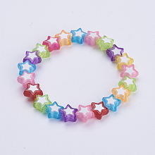 Honeyhandy Kids Bracelets, Acrylic Beaded Stretch Bracelets, Star, Colorful, 1-3/4 inch(45mm)