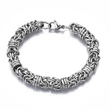 Honeyhandy 201 Stainless Steel Byzantine Chain Bracelet for Men Women, Nickel Free, Stainless Steel Color, 8-1/2 inch(21.5cm)