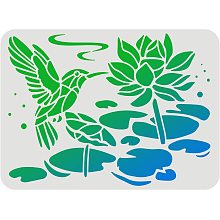 FINGERINSPIRE Hummingbirds Lotus Flower Stencil 11.7x8.3 inch Large A4 Reusable Drawing Template Flexible Sheets DIY T-Shirt Paint Vinyl for Painting Drawing on Wood, Floor, Wall and Tile